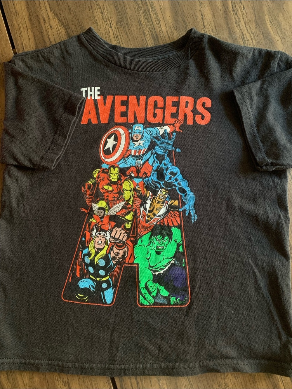 Marvel Kids Black Avengers Graphic Tee with Red Logo